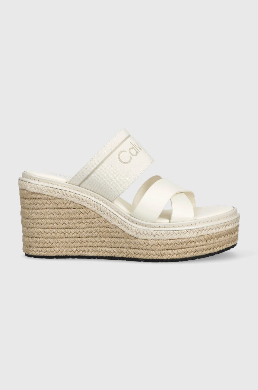 Calvin Klein Natikači WEDGE 50HH - HE ženski bela barva HW0HW01498 - Pepit.si