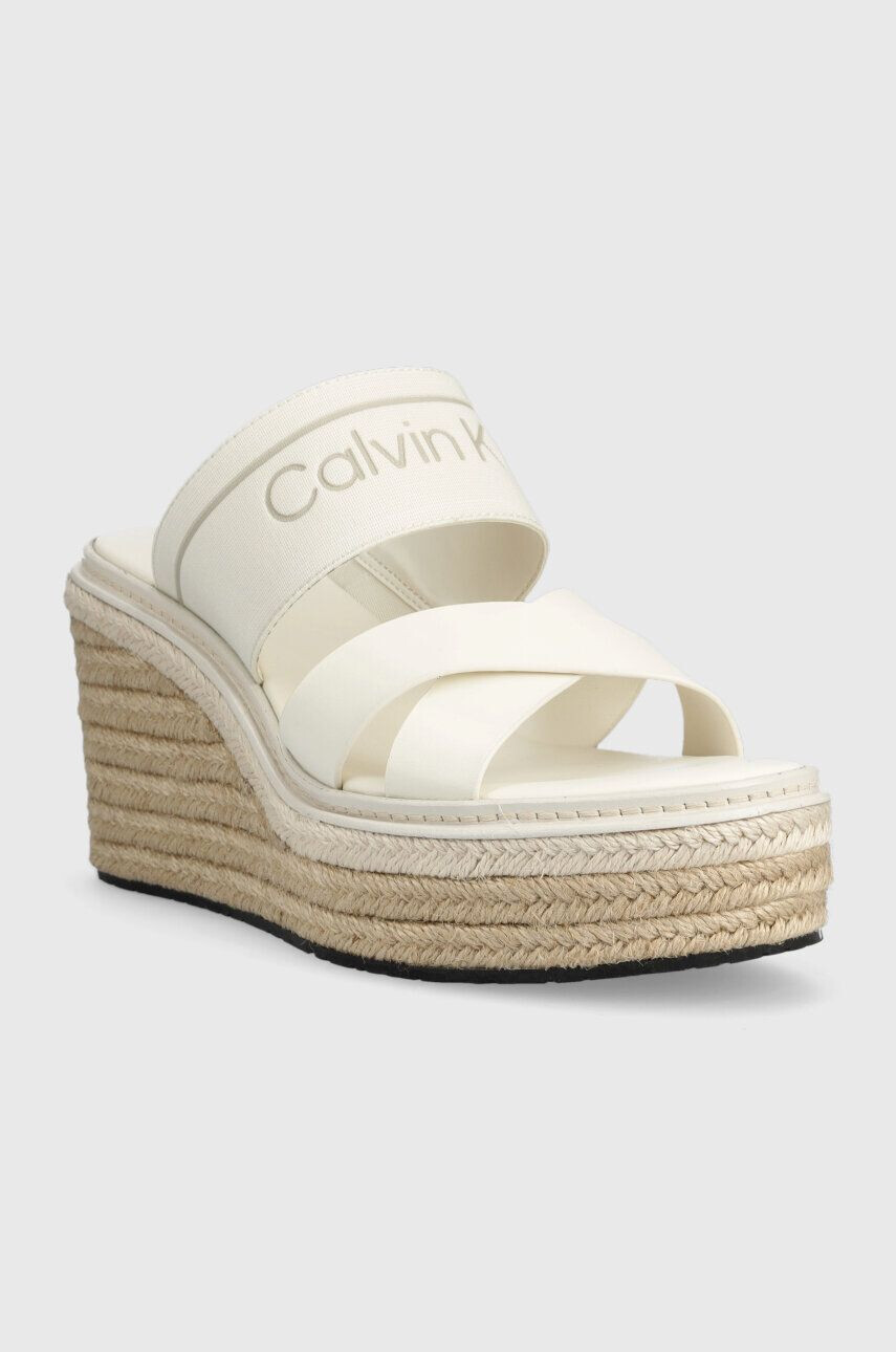 Calvin Klein Natikači WEDGE 50HH - HE ženski bela barva HW0HW01498 - Pepit.si