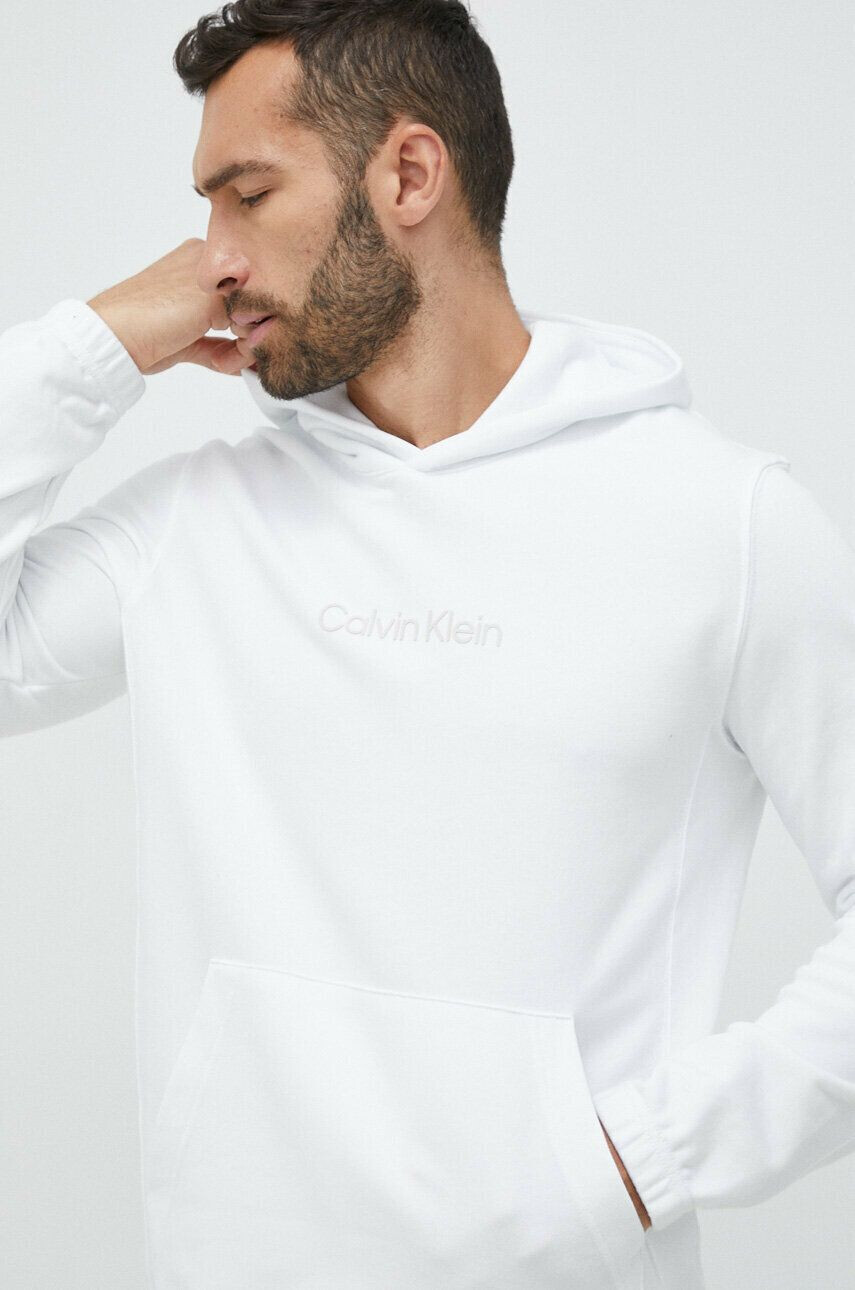 Calvin Klein Performance Pulover od trenirke Essentials bela barva s kapuco - Pepit.si