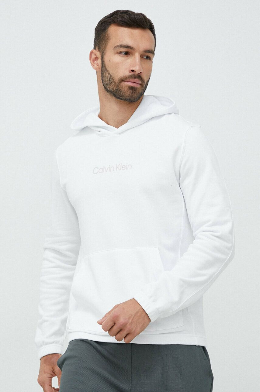 Calvin Klein Performance Pulover od trenirke Essentials bela barva s kapuco - Pepit.si