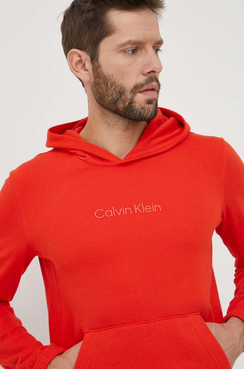 Calvin Klein Performance Pulover od trenirke Essentials rjava barva s kapuco - Pepit.si