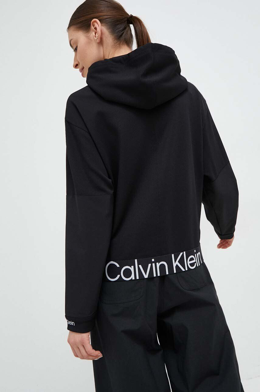 Calvin Klein Performance Pulover za vadbo Effect črna barva s kapuco - Pepit.si