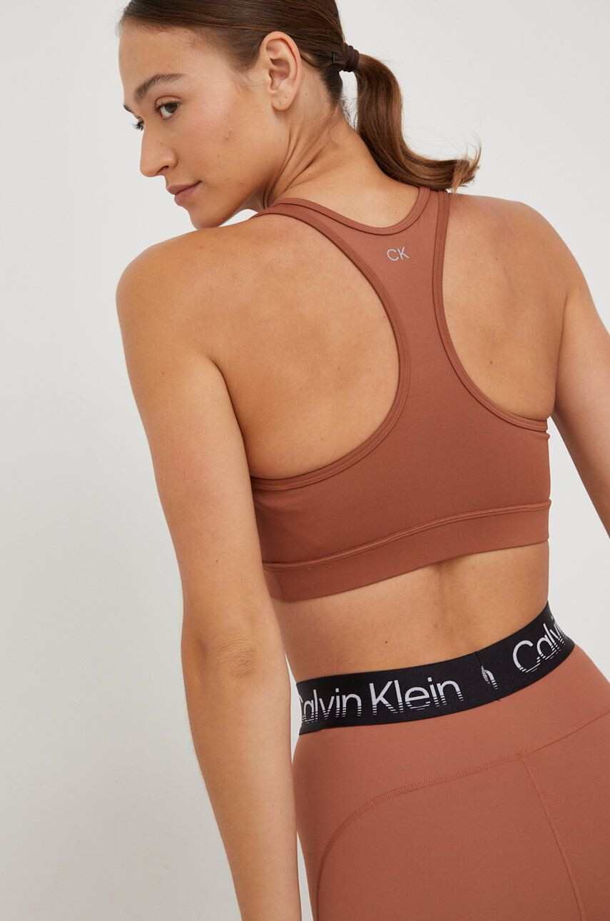 Calvin Klein Performance Športni modrček Ck Essentials rjava barva - Pepit.si