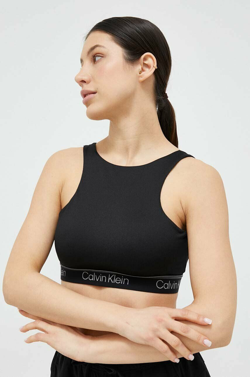 Calvin Klein Performance Športni modrček CK Athletic črna barva - Pepit.si