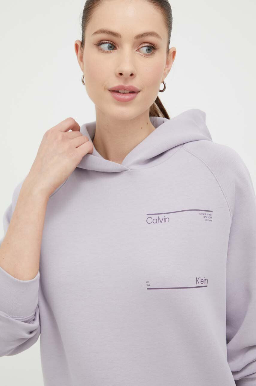 Calvin Klein Pulover ženska vijolična barva s kapuco - Pepit.si