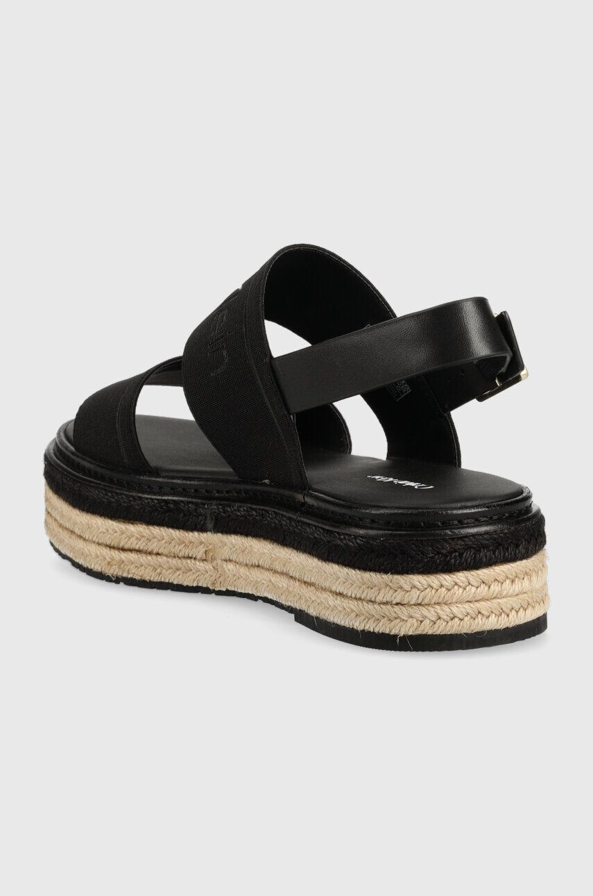 Calvin Klein Sandali FLATFORM WEDGE - HE ženski črna barva HW0HW01497 - Pepit.si