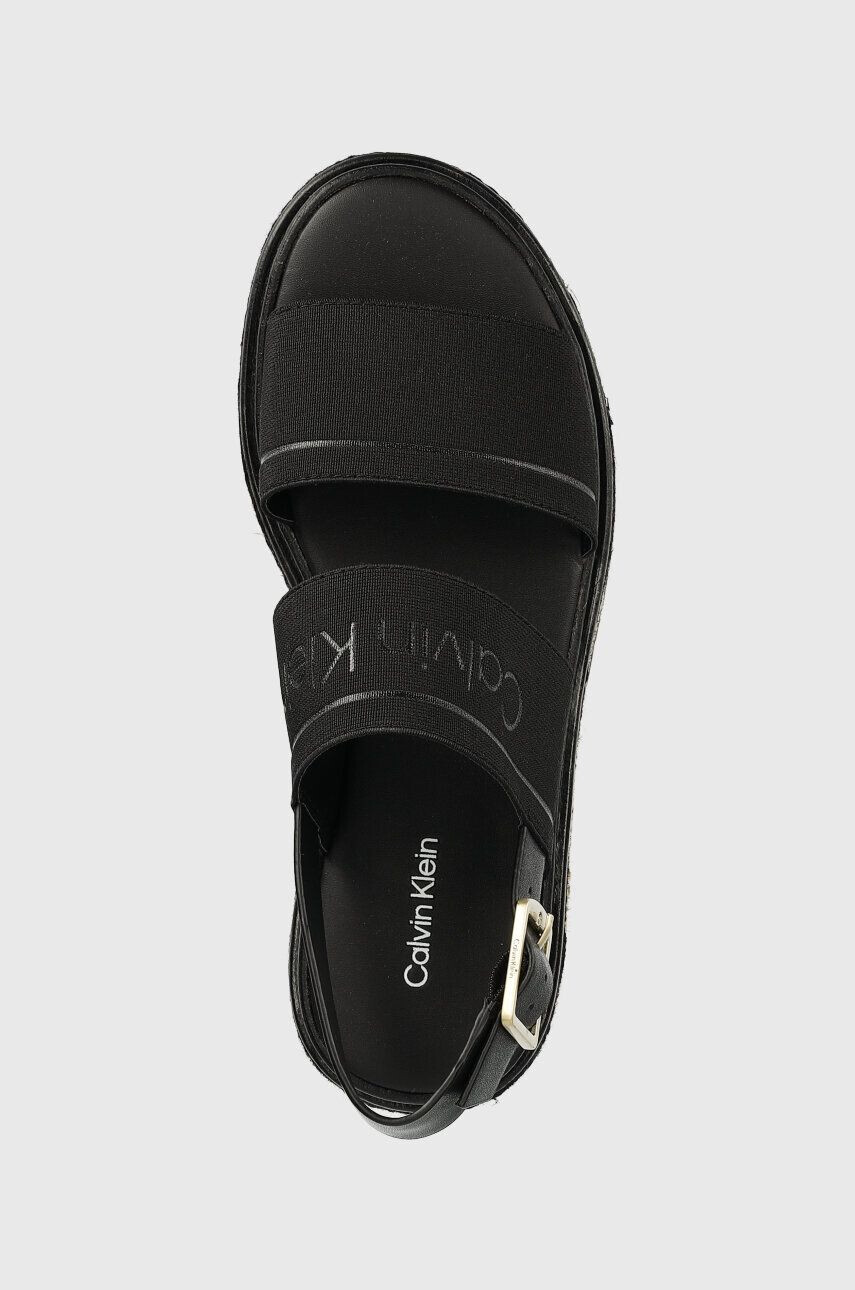 Calvin Klein Sandali FLATFORM WEDGE - HE ženski črna barva HW0HW01497 - Pepit.si