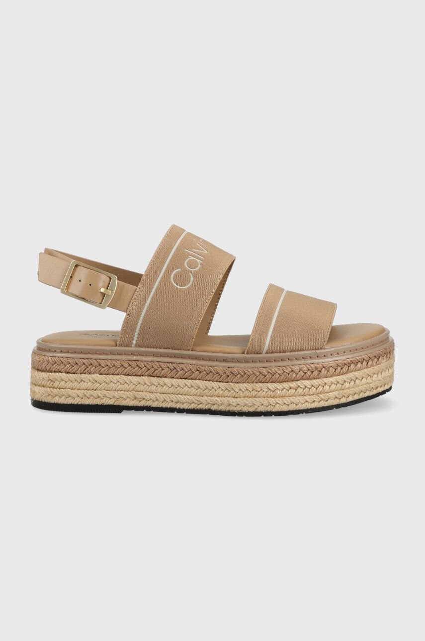 Calvin Klein Sandali FLATFORM WEDGE - HE ženski bela barva HW0HW01497 - Pepit.si