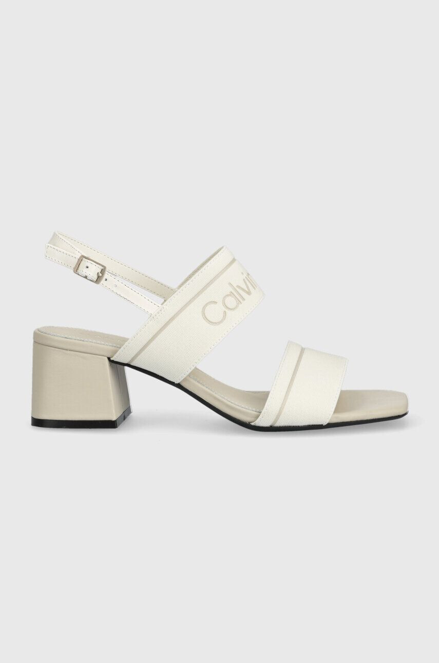 Calvin Klein Sandali SQUARED BLK HL SANDAL 45 HE bela barva HW0HW01635 - Pepit.si