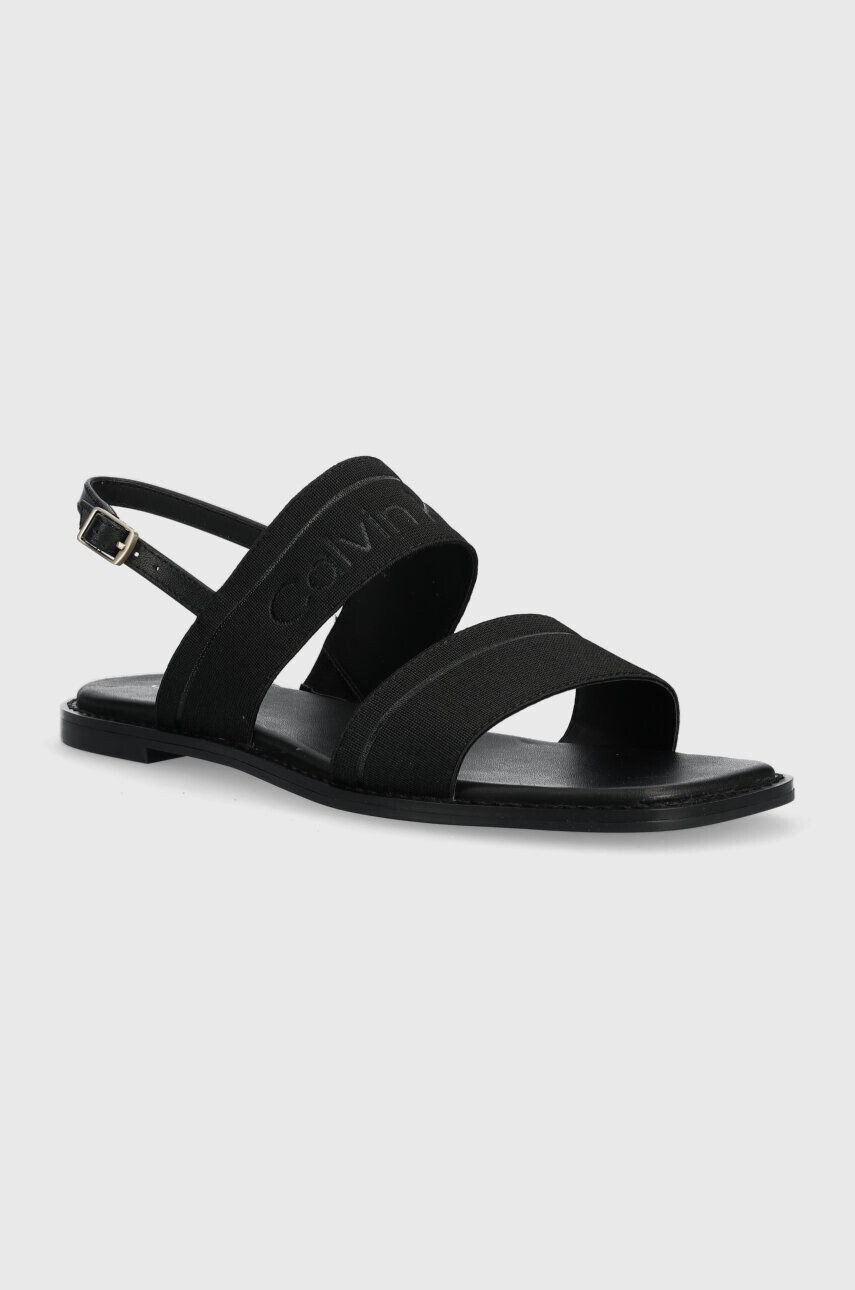 Calvin Klein Sandali SQUARED SANDAL HE ženski črna barva HW0HW01496 - Pepit.si