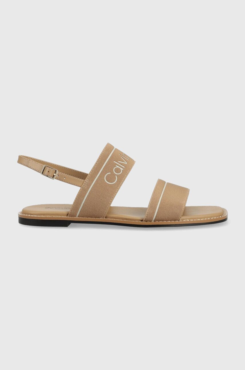 Calvin Klein Sandali SQUARED SANDAL HE ženski bež barva HW0HW01496 - Pepit.si