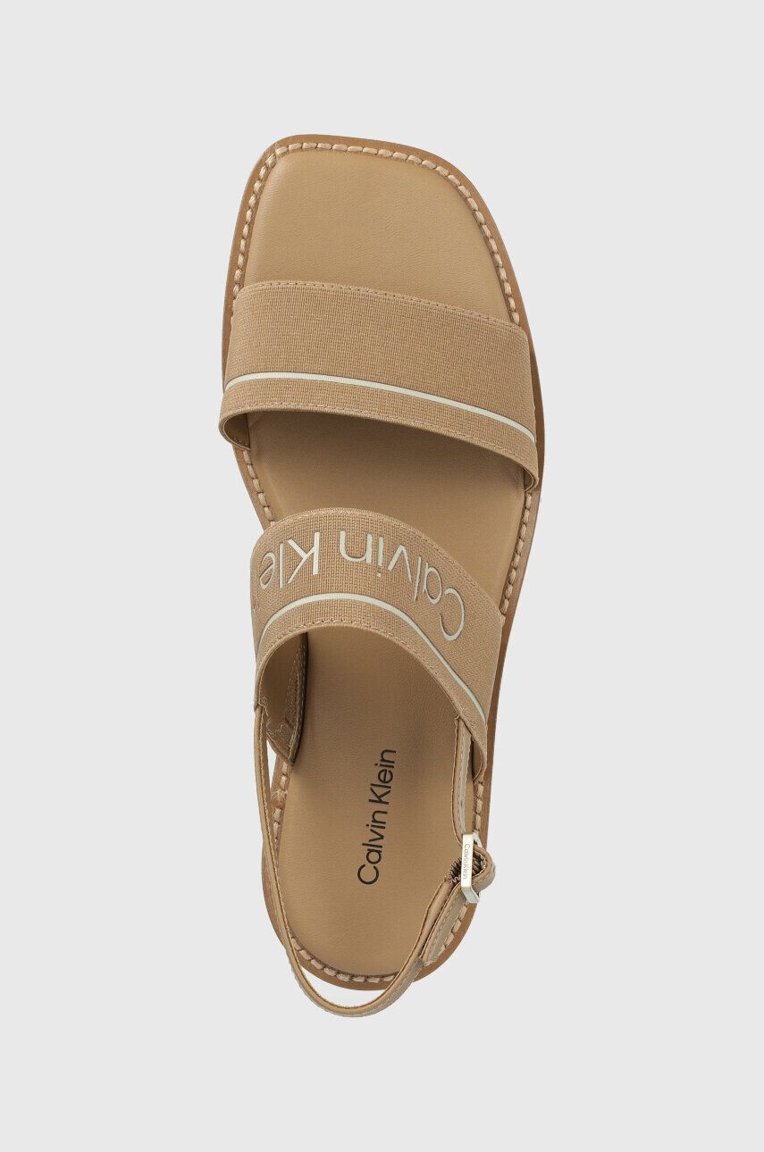 Calvin Klein Sandali SQUARED SANDAL HE ženski bež barva HW0HW01496 - Pepit.si