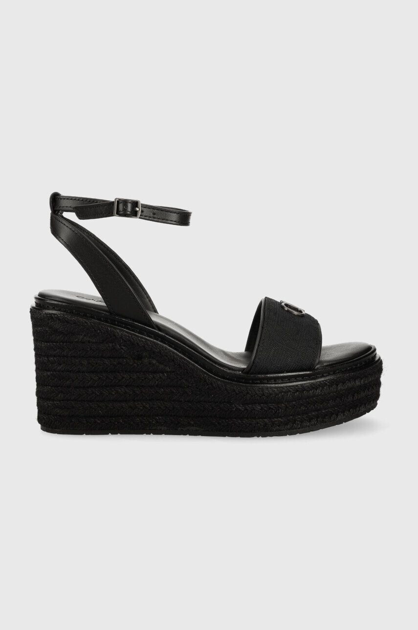 Calvin Klein Sandali WEDGE 50HH W/HW - JQ ženski črna barva HW0HW01490 - Pepit.si