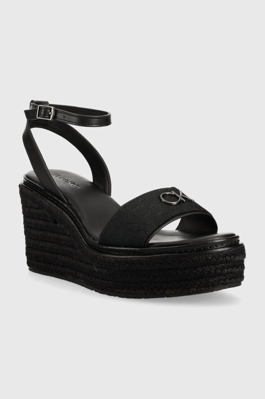 Calvin Klein Sandali WEDGE 50HH W/HW - JQ ženski črna barva HW0HW01490 - Pepit.si