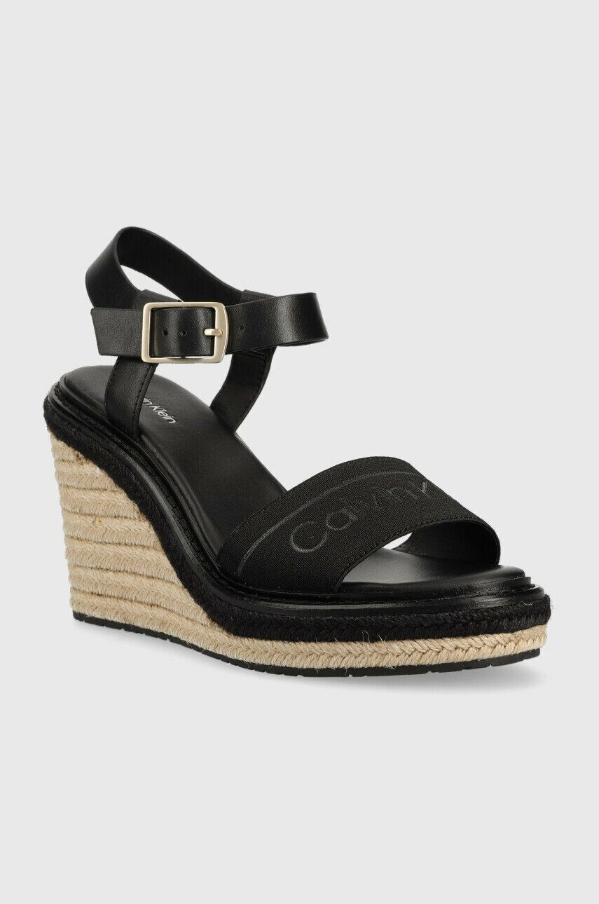 Calvin Klein Sandali WEDGE 70HH - HE ženski črna barva HW0HW01499 - Pepit.si