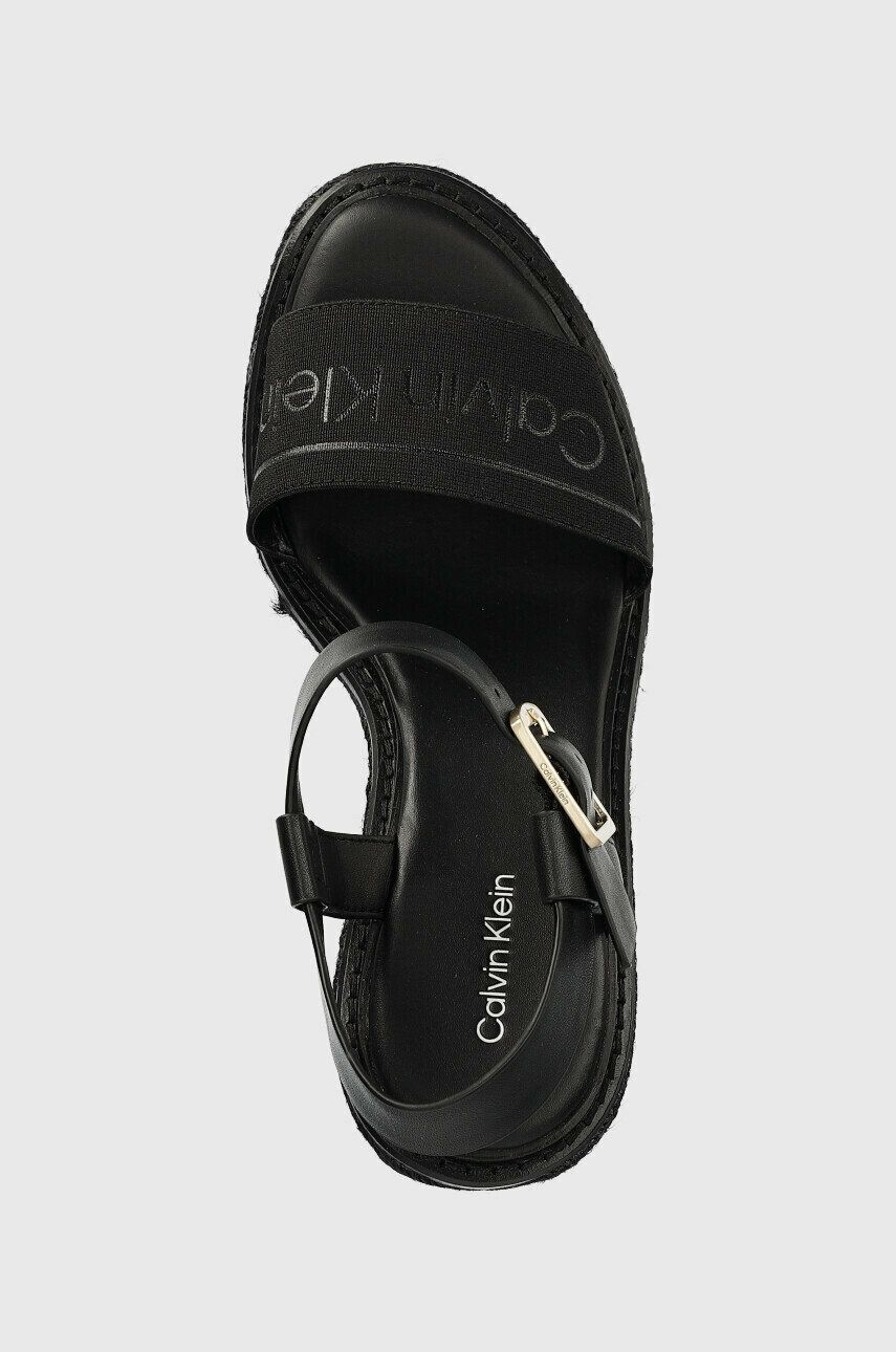 Calvin Klein Sandali WEDGE 70HH - HE ženski črna barva HW0HW01499 - Pepit.si