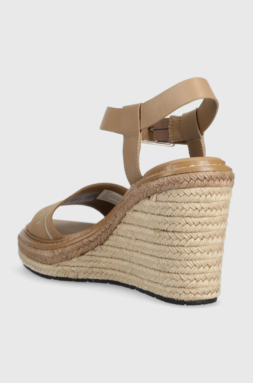 Calvin Klein Sandali WEDGE 70HH - HE ženski bež barva HW0HW01499 - Pepit.si