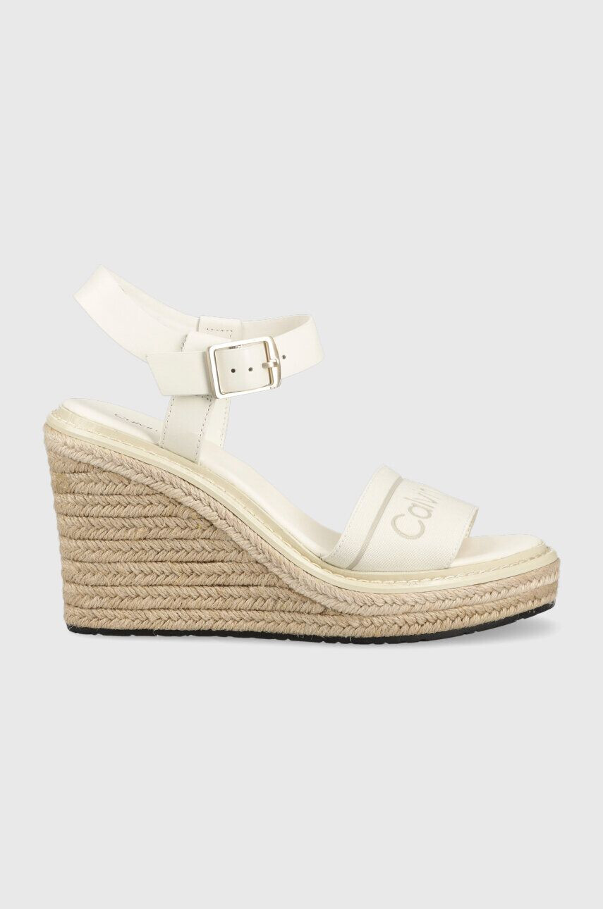 Calvin Klein Sandali WEDGE 70HH - HE ženski bela barva HW0HW01499 - Pepit.si