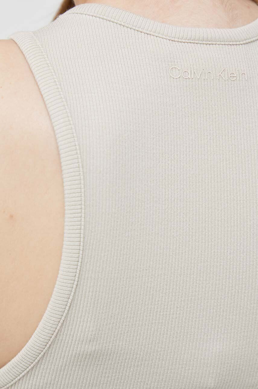 Calvin Klein Top ženski bež barva - Pepit.si