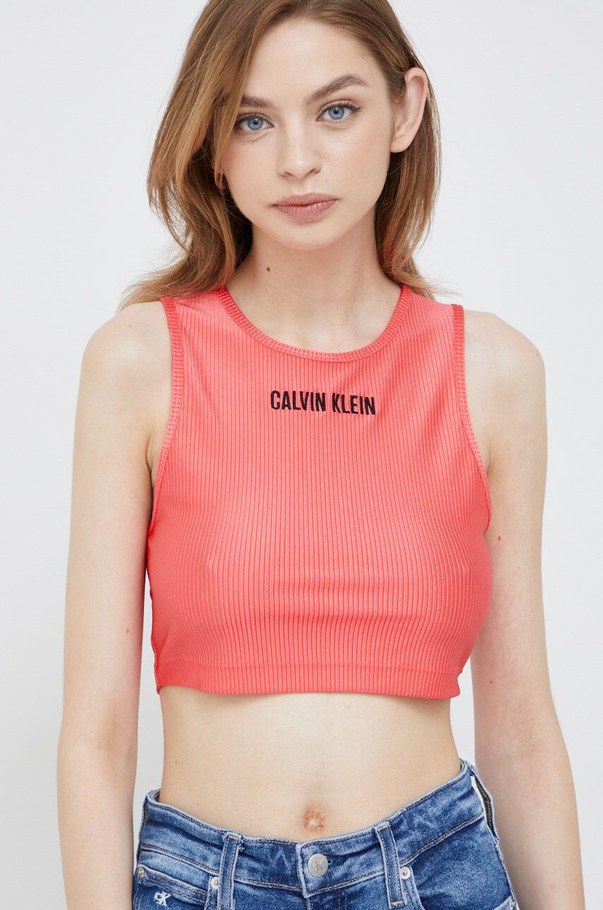 Calvin Klein Top ženski oranžna barva - Pepit.si