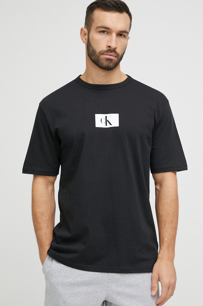 Calvin Klein Underwear Bombažen pižama t-shirt črna barva - Pepit.si