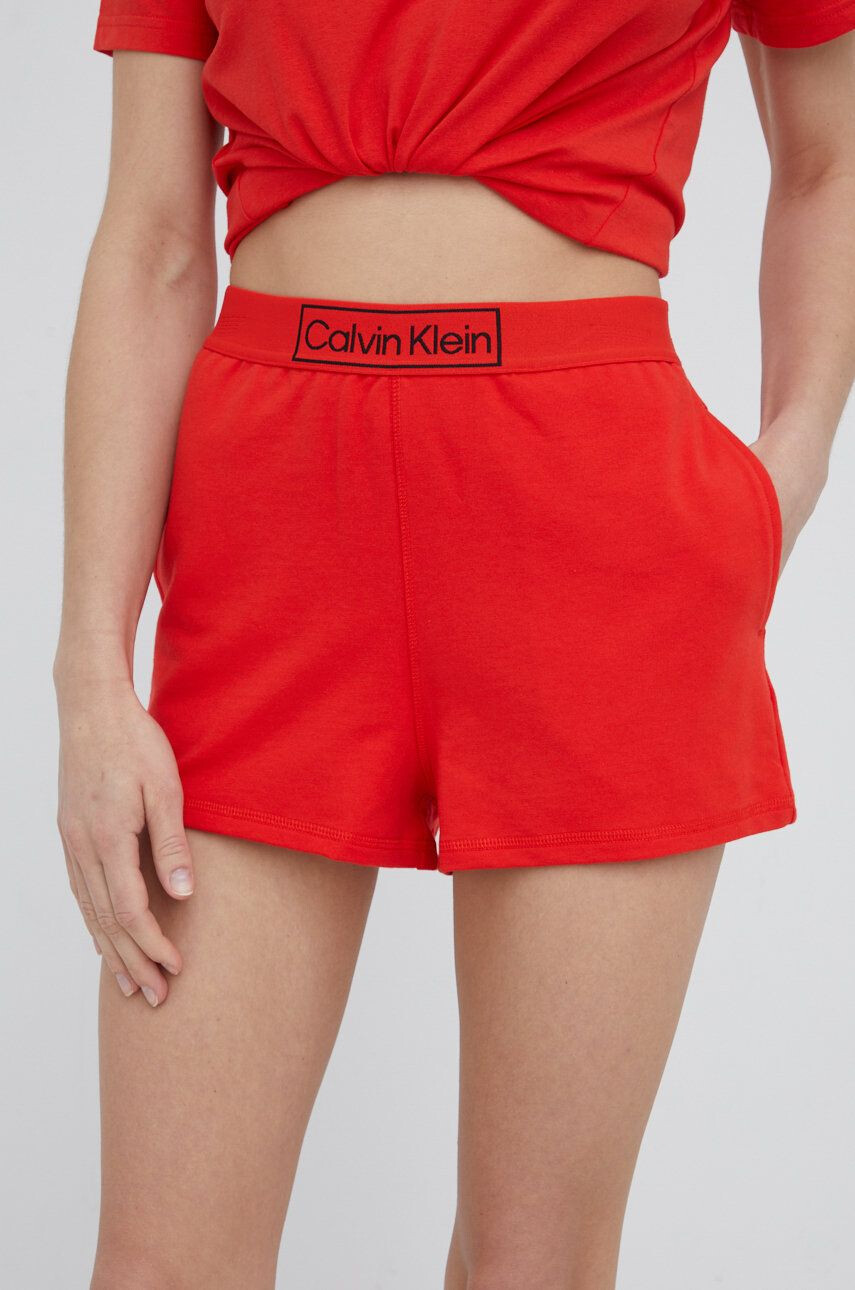 Calvin Klein Underwear Pižama kratke hlače žensko rdeča barva - Pepit.si