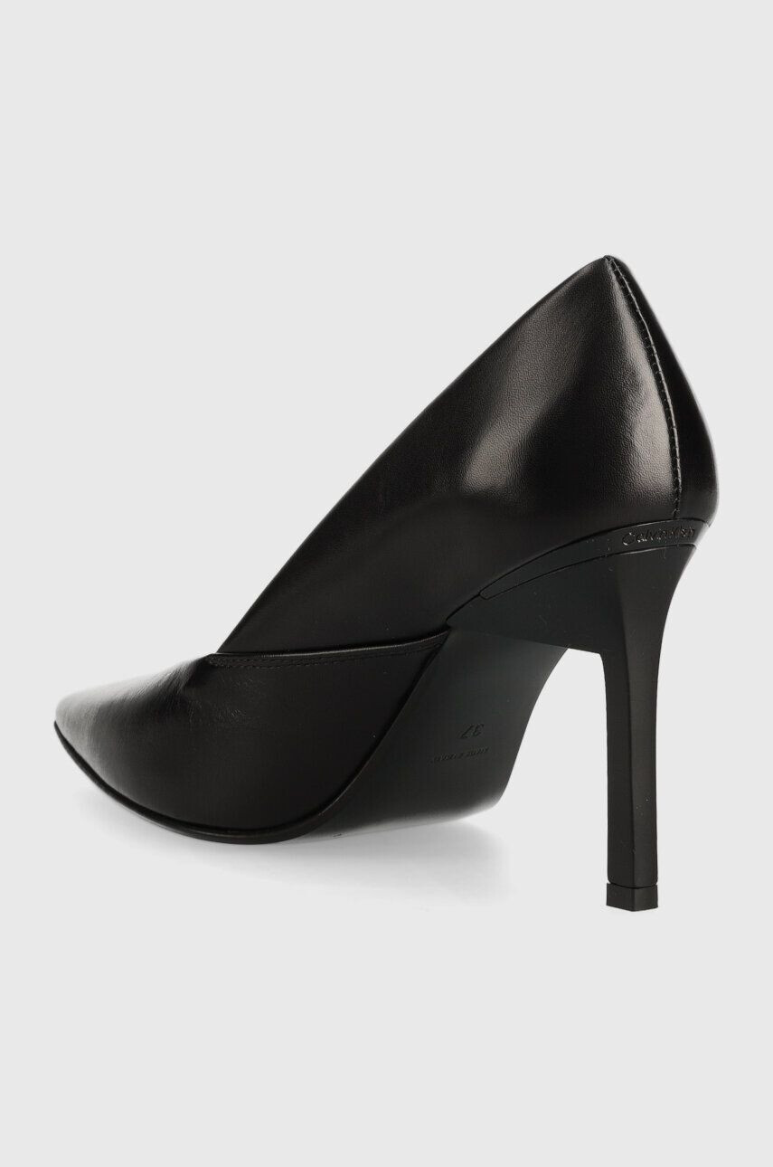 Calvin Klein Usnjene visoke pete GEO STILETTO PUMP 90 črna barva HW0HW01769 - Pepit.si