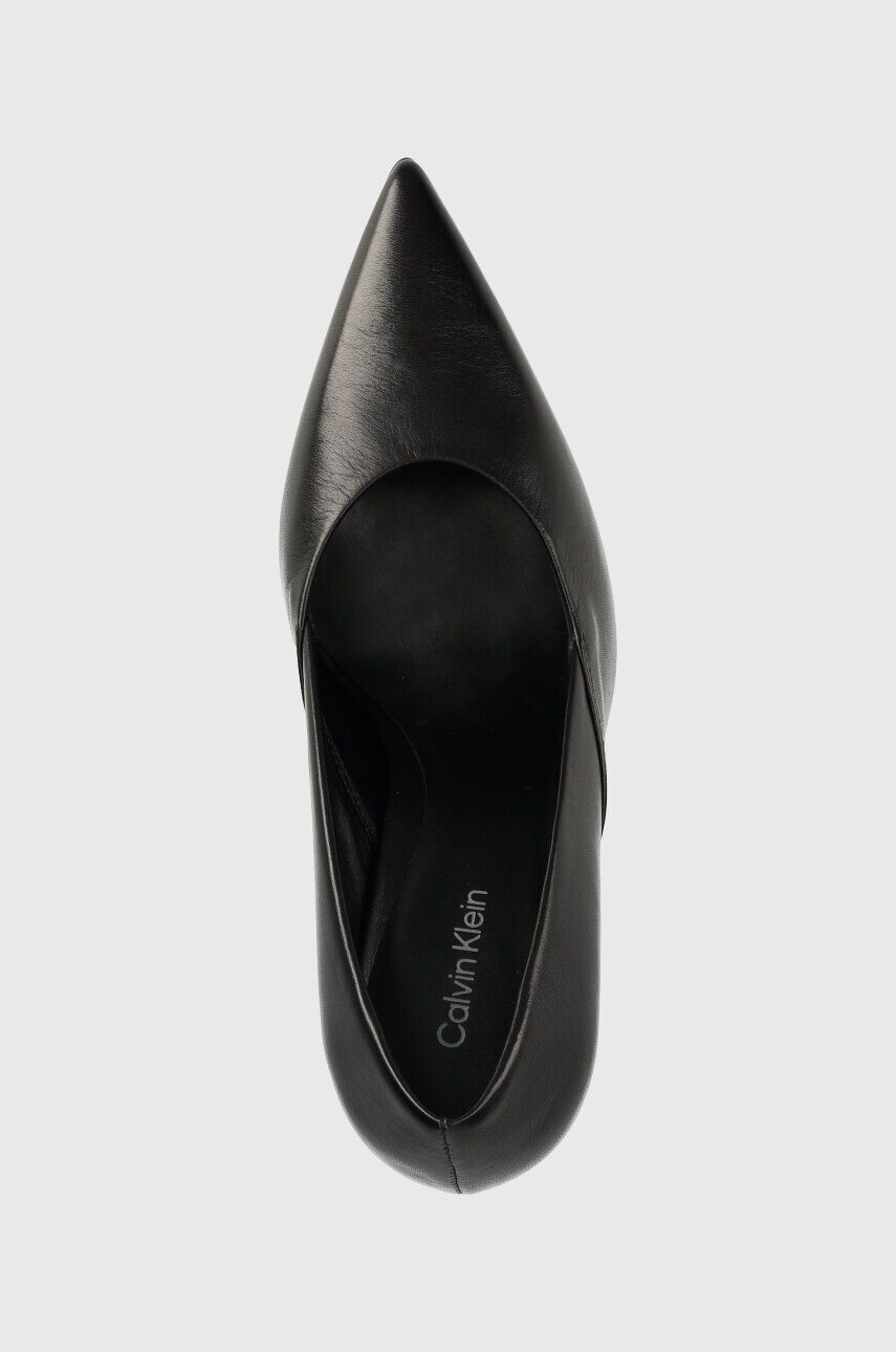 Calvin Klein Usnjene visoke pete GEO STILETTO PUMP 90 črna barva HW0HW01769 - Pepit.si