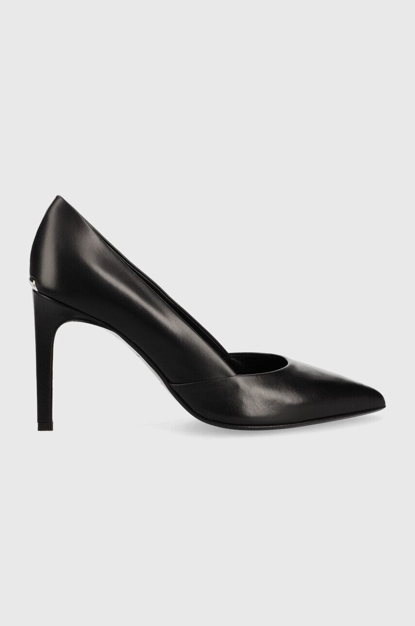 Calvin Klein Usnjeni salonarji Stiletto Pump 90 črna barva - Pepit.si