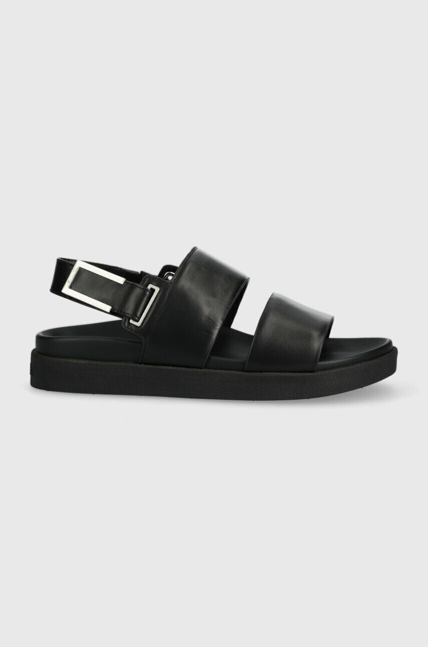 Calvin Klein Usnjeni sandali ADJ SANDAL W/HW ženski črna barva HW0HW01479 - Pepit.si