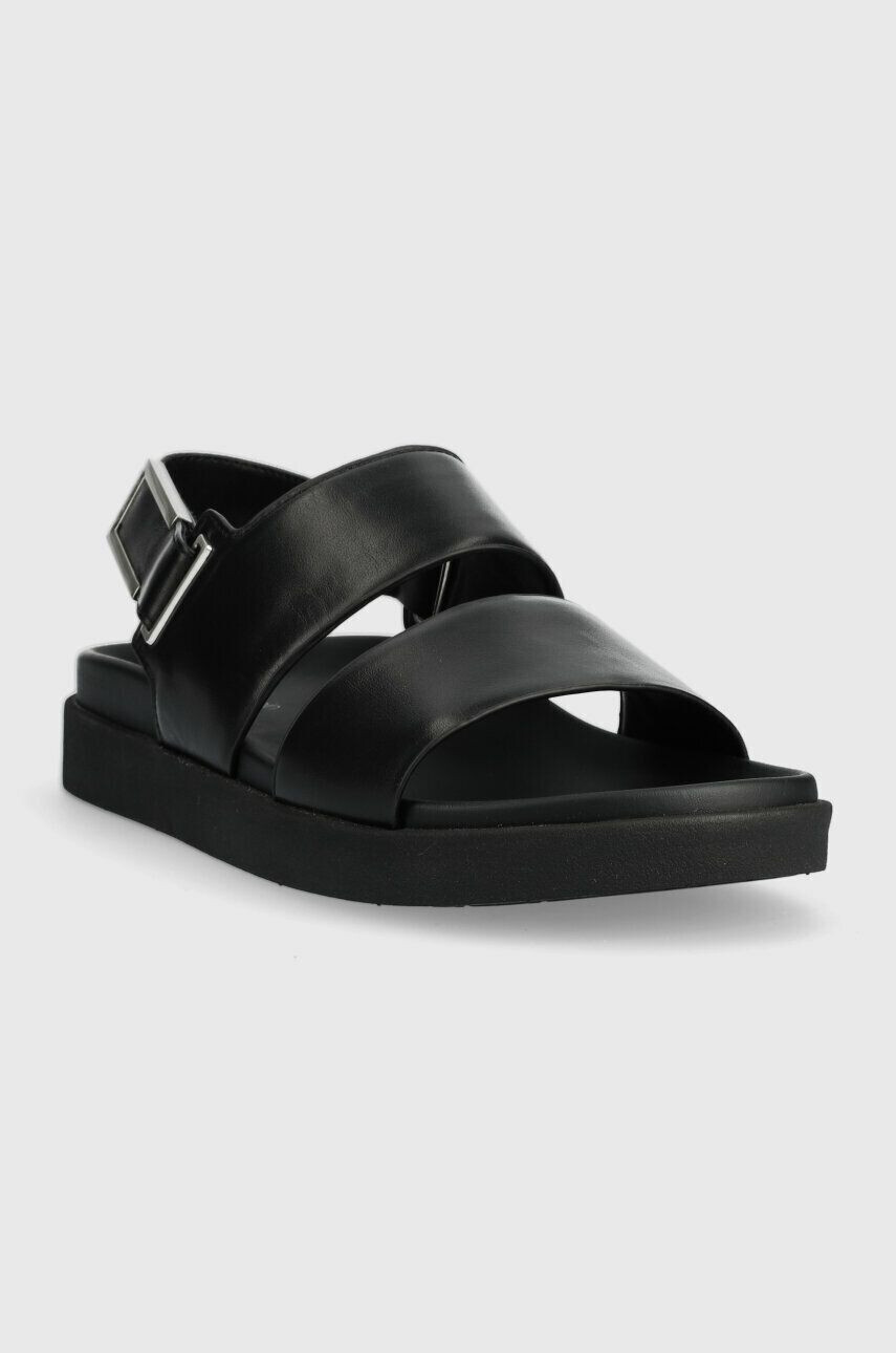 Calvin Klein Usnjeni sandali ADJ SANDAL W/HW ženski črna barva HW0HW01479 - Pepit.si