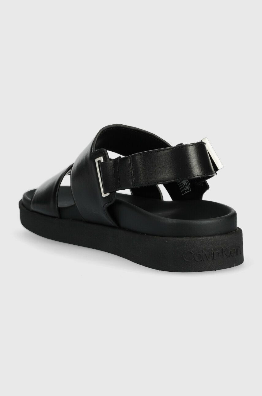 Calvin Klein Usnjeni sandali ADJ SANDAL W/HW ženski črna barva HW0HW01479 - Pepit.si