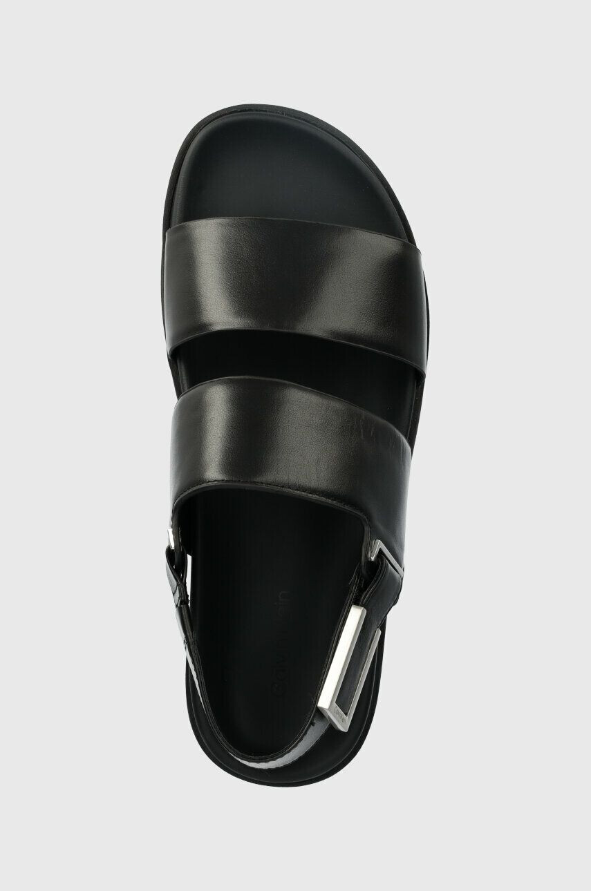 Calvin Klein Usnjeni sandali ADJ SANDAL W/HW ženski črna barva HW0HW01479 - Pepit.si