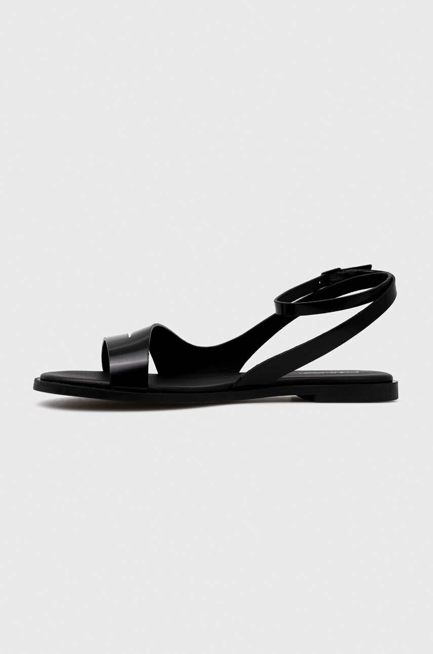 Calvin Klein Usnjeni sandali ALMOND SANDAL ženski črna barva HW0HW01463 - Pepit.si