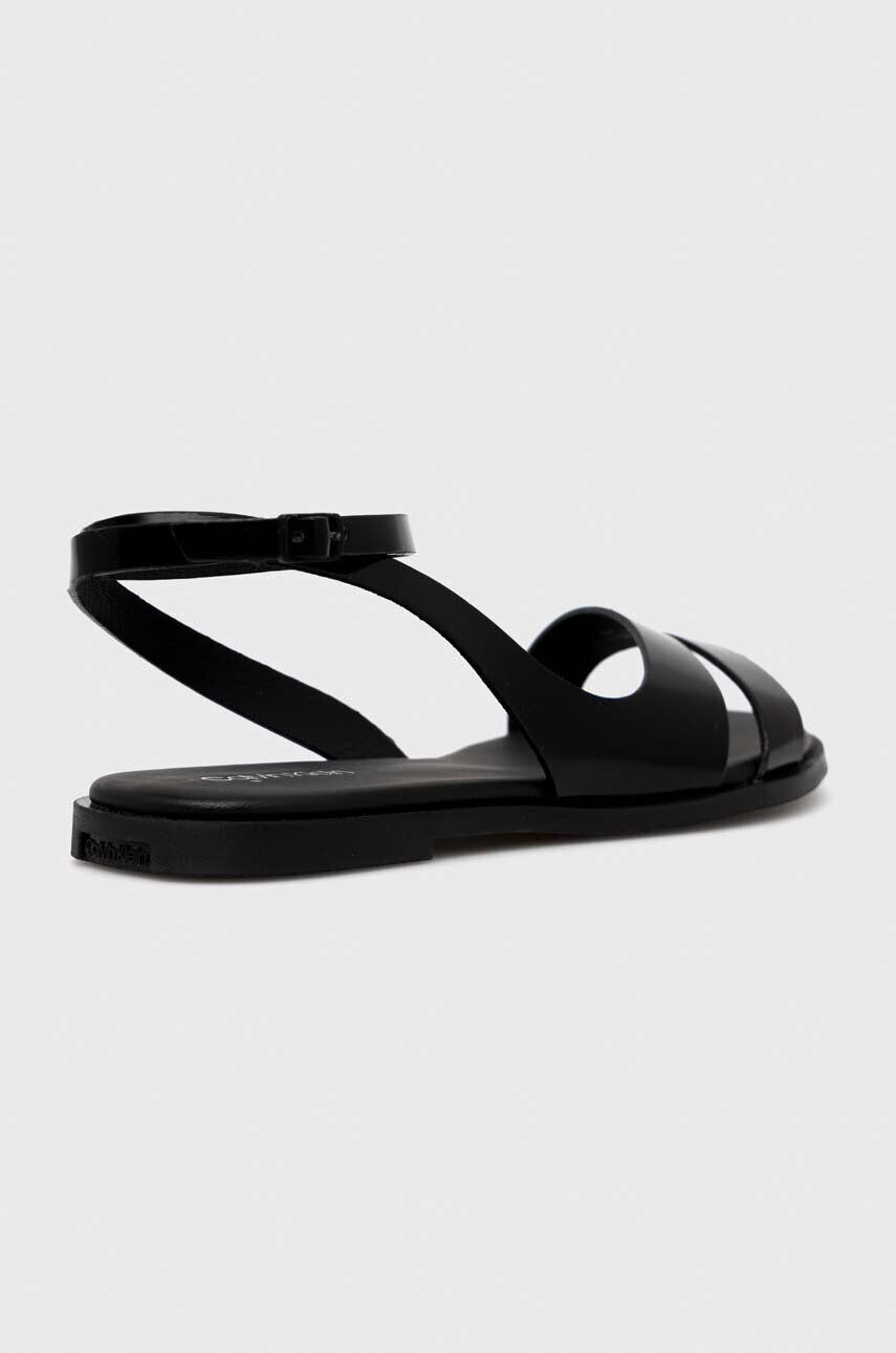 Calvin Klein Usnjeni sandali ALMOND SANDAL ženski črna barva HW0HW01463 - Pepit.si