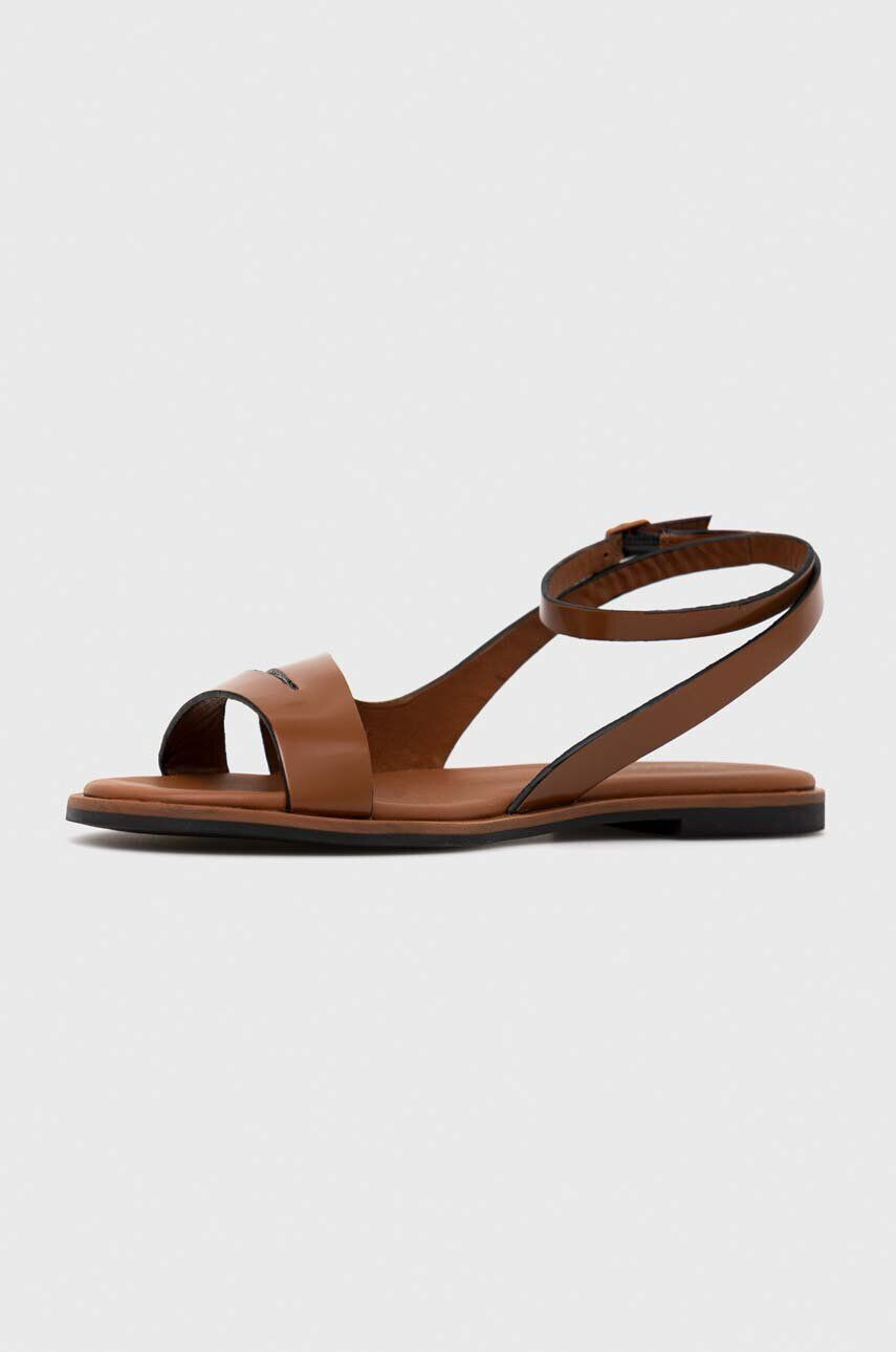 Calvin Klein Usnjeni sandali ALMOND SANDAL ženski rjava barva HW0HW01463 - Pepit.si