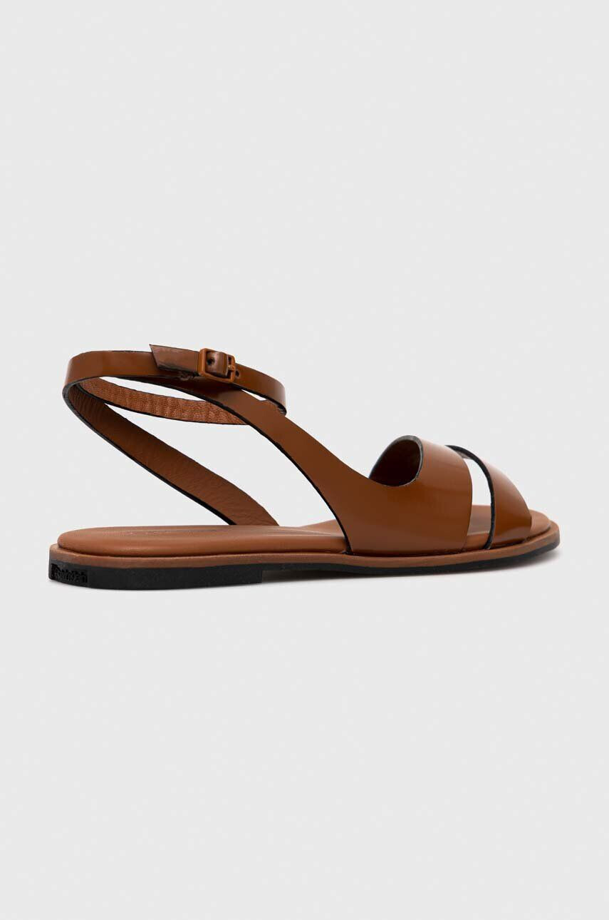 Calvin Klein Usnjeni sandali ALMOND SANDAL ženski rjava barva HW0HW01463 - Pepit.si