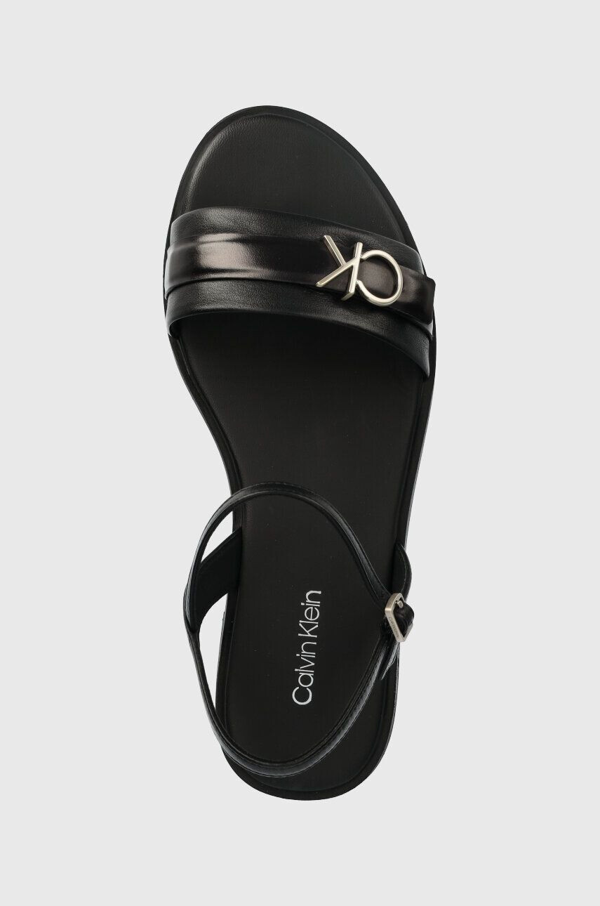 Calvin Klein Usnjeni sandali ALMOND SANDAL W/HW ženski bež barva HW0HW01483 - Pepit.si