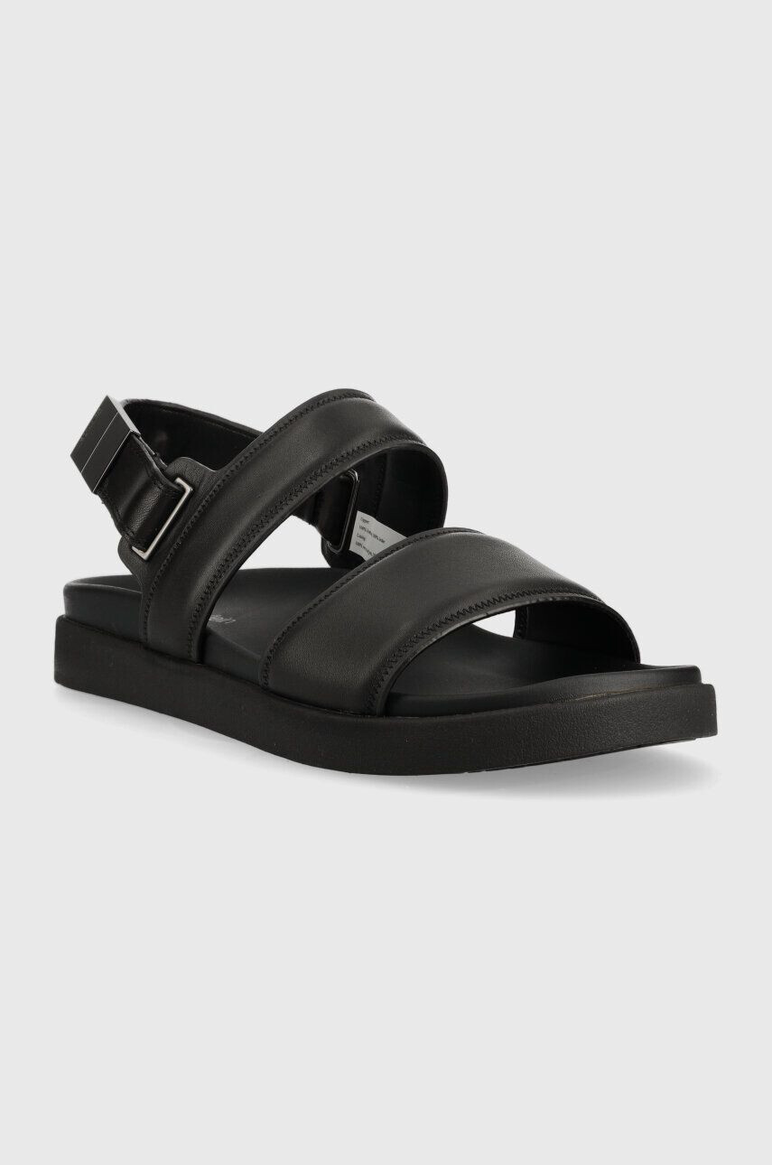 Calvin Klein Usnjeni sandali BACK STRAP SANDAL LTH moški črna barva HM0HM00946 - Pepit.si