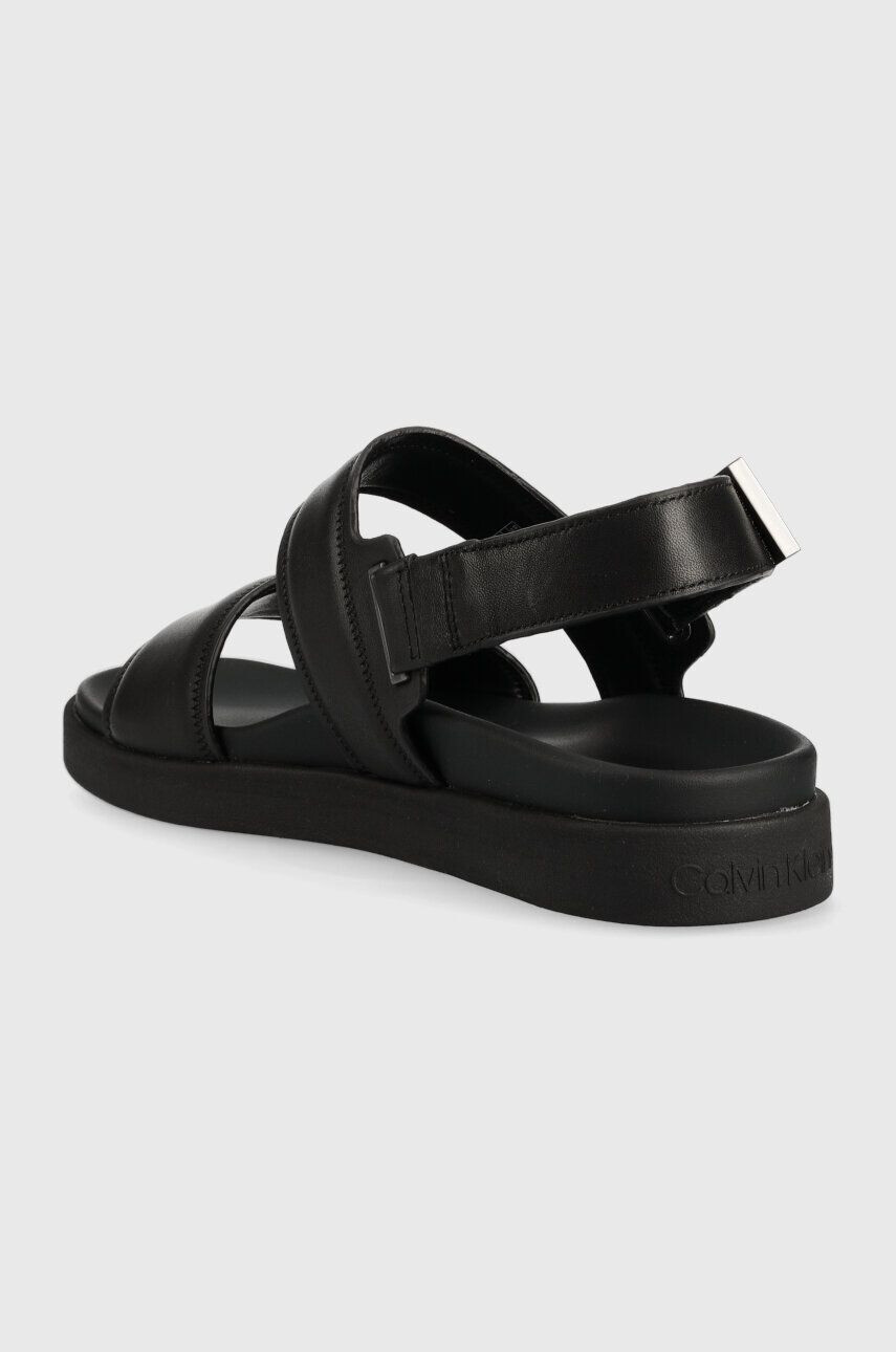 Calvin Klein Usnjeni sandali BACK STRAP SANDAL LTH moški črna barva HM0HM00946 - Pepit.si