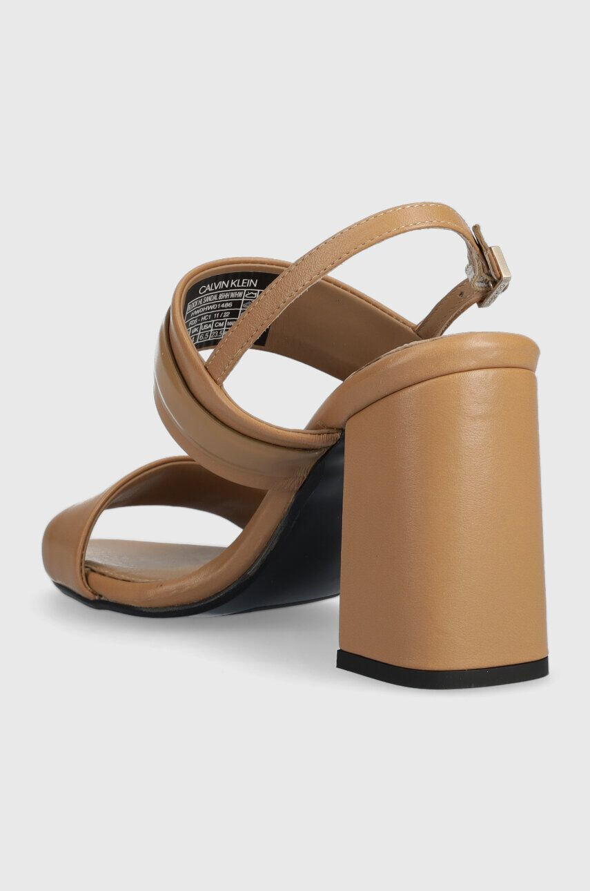 Calvin Klein Usnjeni sandali BLOCK HL SANDAL 85HH W/HW bež barva HW0HW01486 - Pepit.si