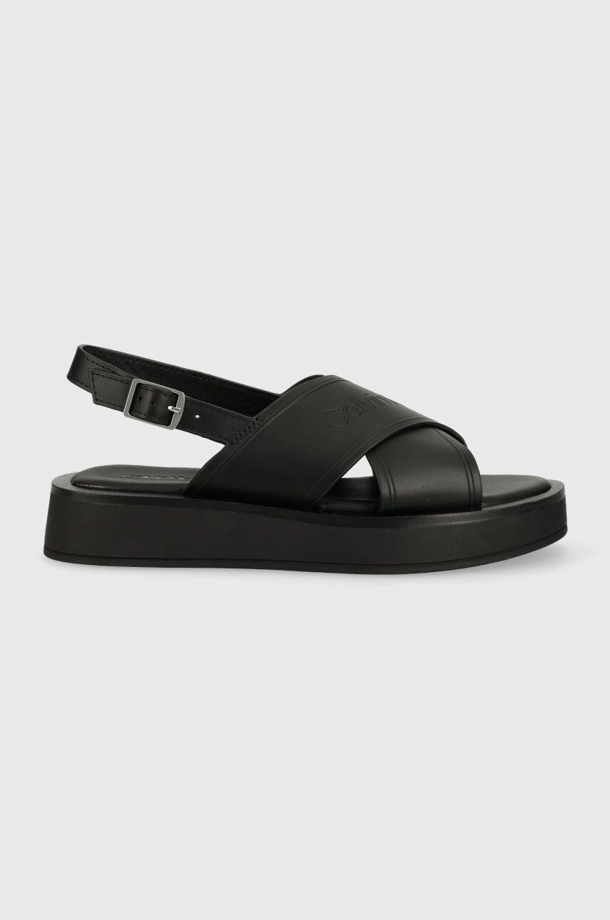 Calvin Klein Usnjeni sandali Flatform Sandal - Pepit.si