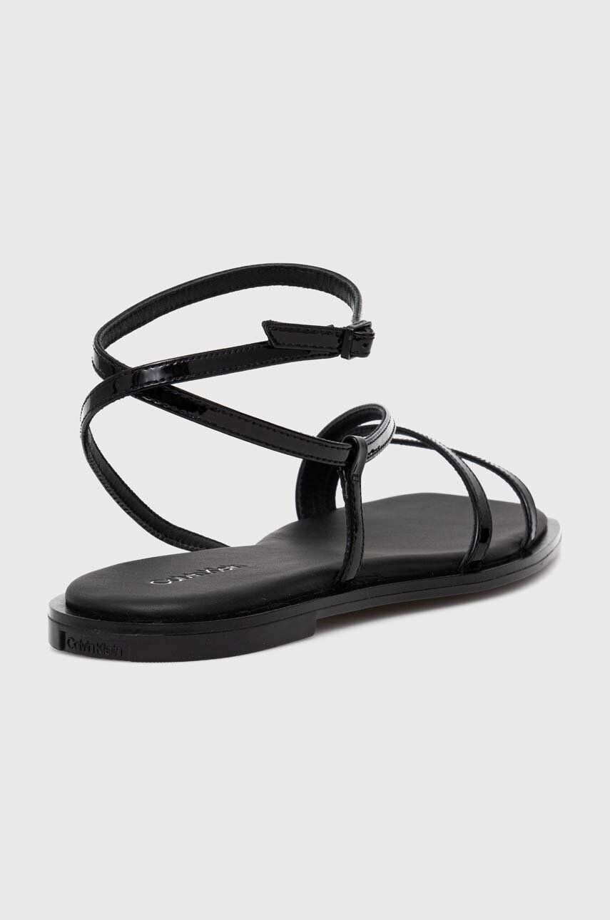 Calvin Klein Usnjeni sandali SQUARED SANDAL ženski črna barva HW0HW01603 - Pepit.si