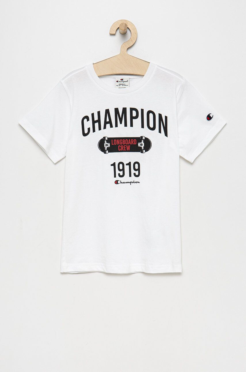 Champion Otroški bombažen t-shirt bela barva - Pepit.si