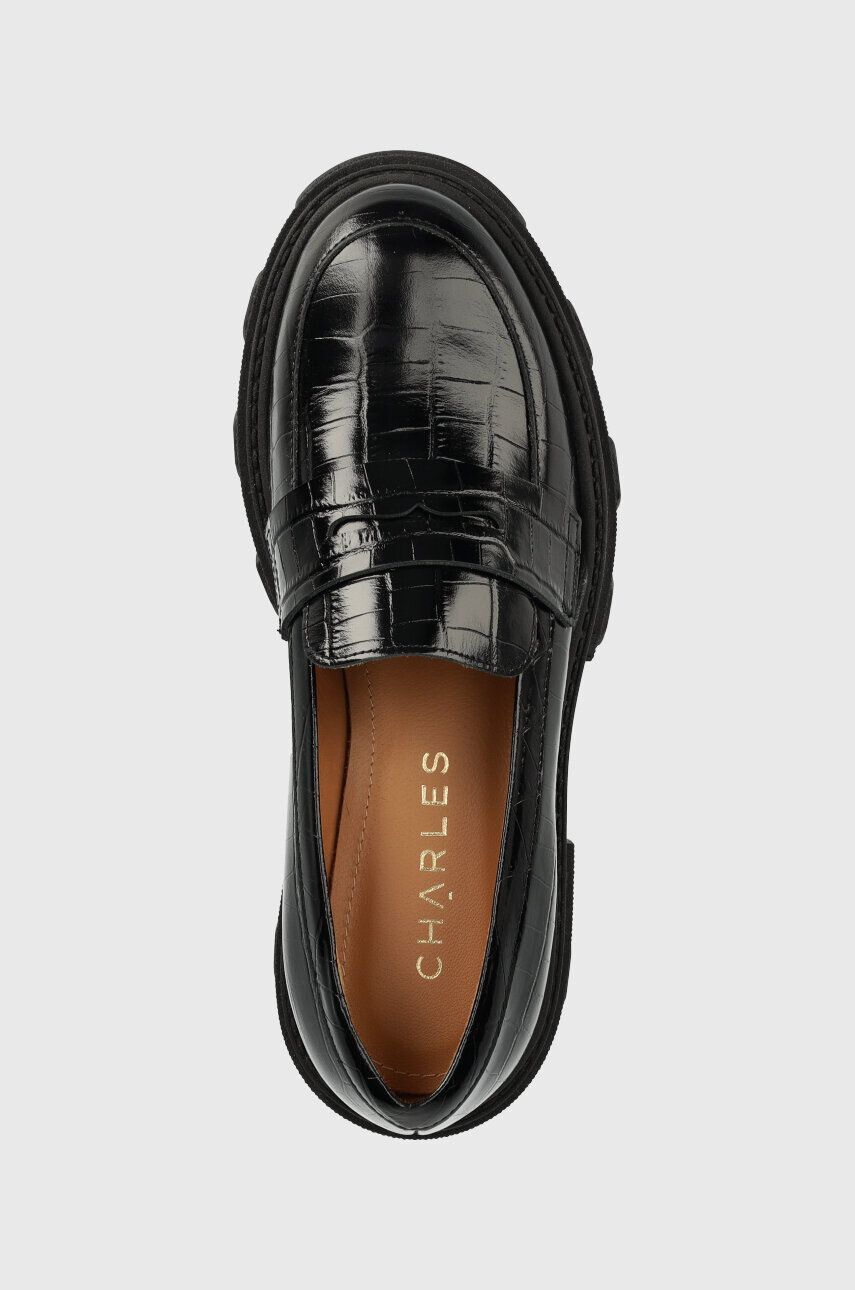 Charles Footwear Usnjeni mokasini Mey ženski črna barva Mey.Loafer.Basic - Pepit.si