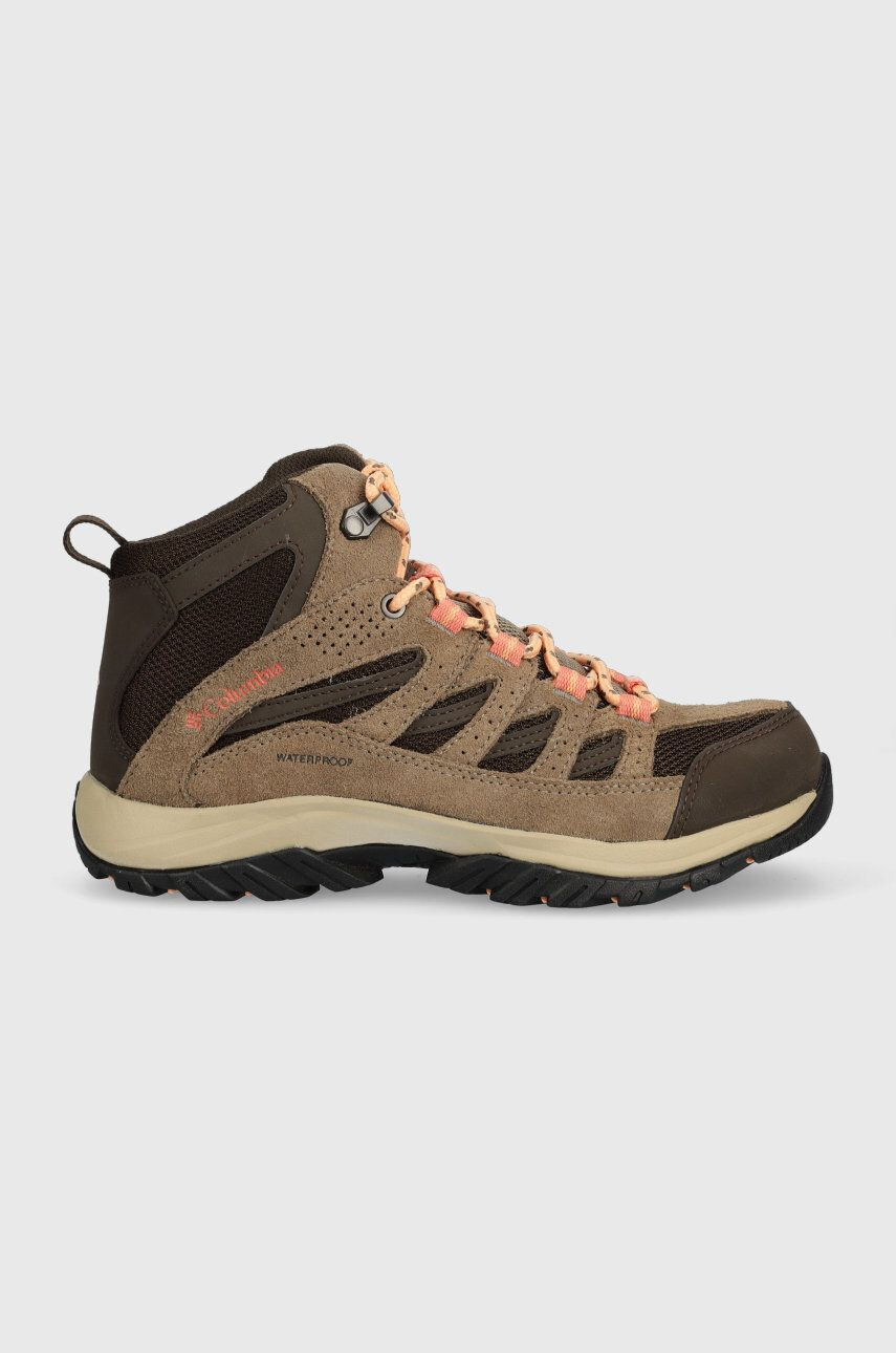 Columbia Čevlji Crestwood Mid Waterproof ženski rjava barva - Pepit.si