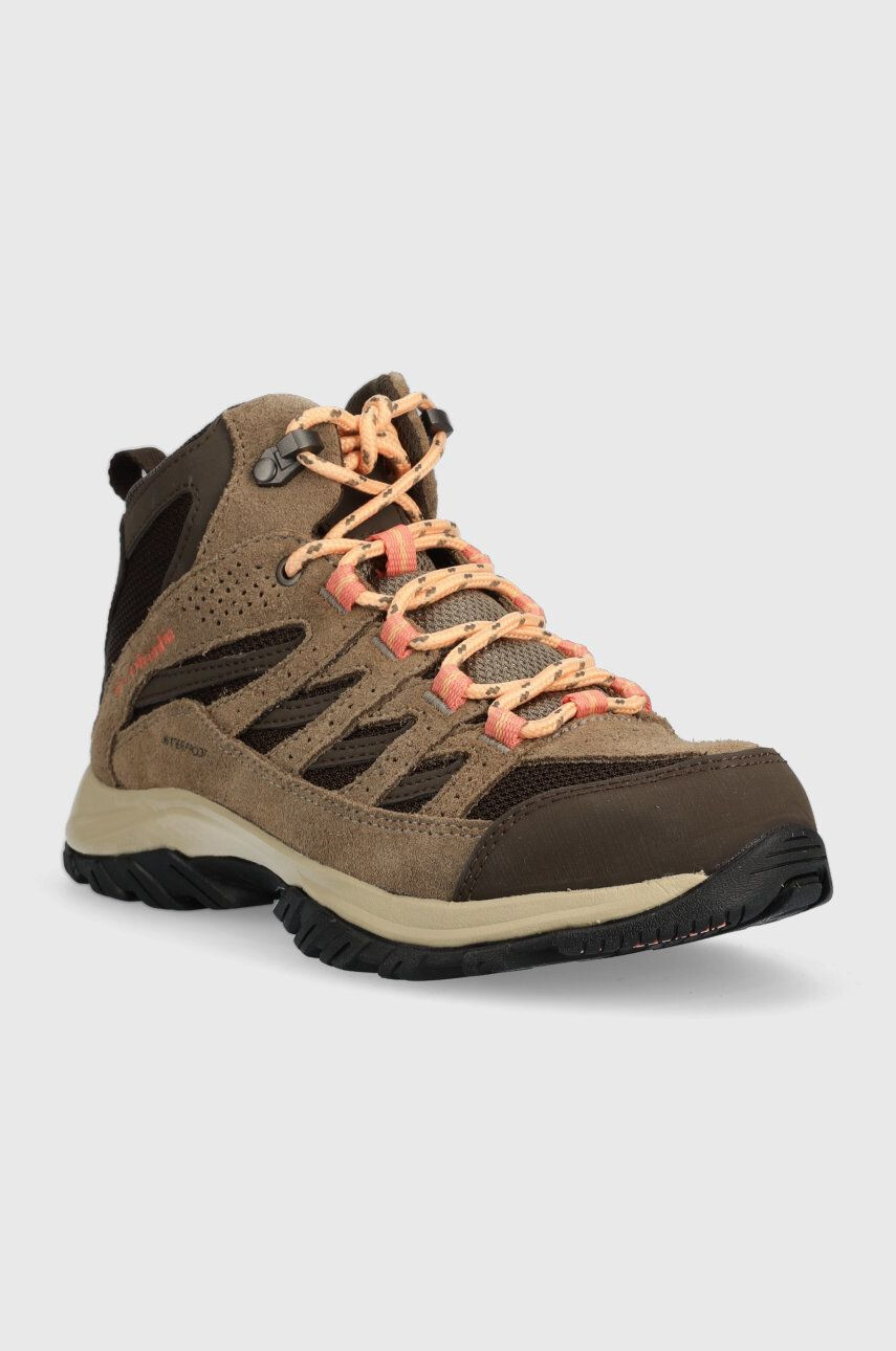 Columbia Čevlji Crestwood Mid Waterproof ženski rjava barva - Pepit.si