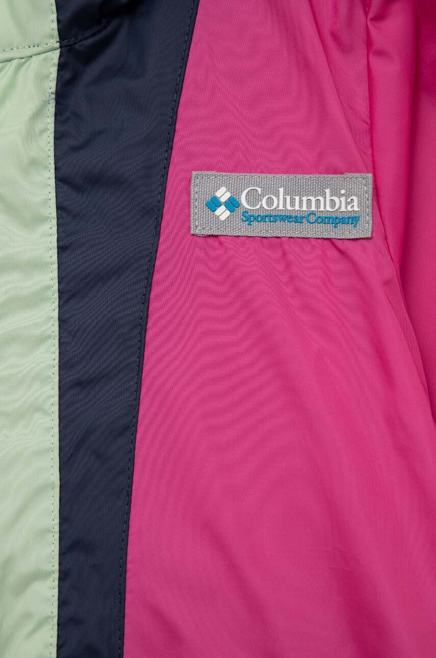 Columbia Otroška jakna Back Bowl Hooded Windbreaker roza barva - Pepit.si