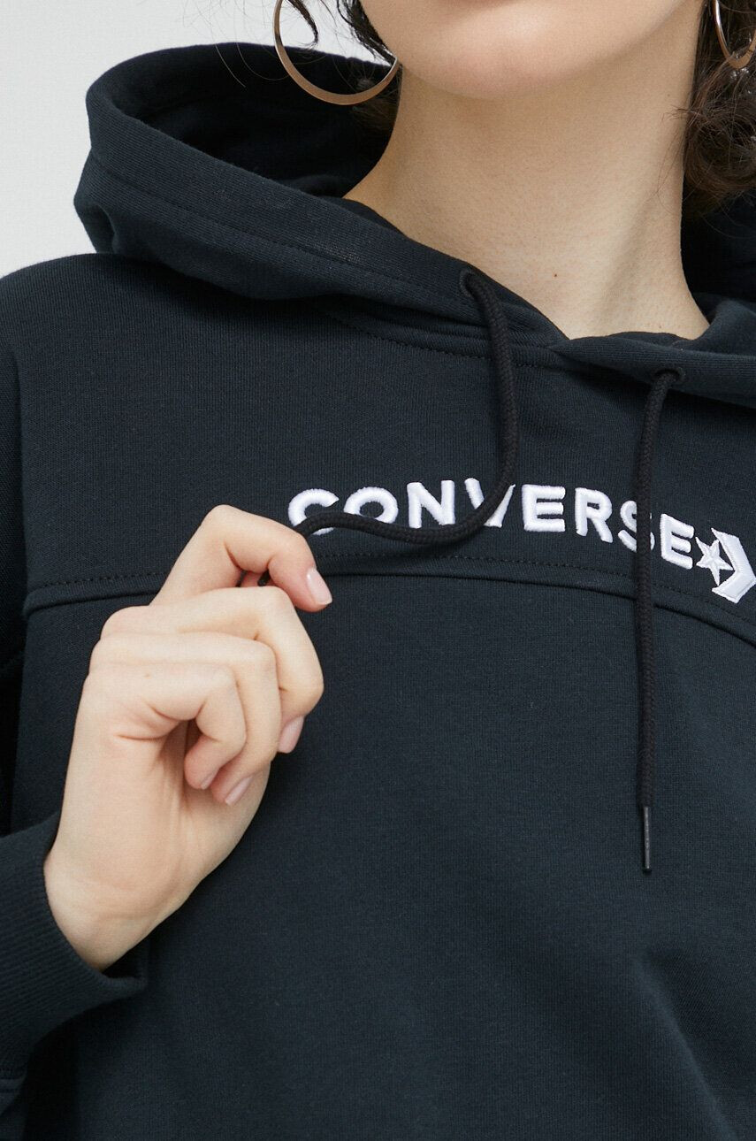 Converse Pulover ženska črna barva s kapuco - Pepit.si