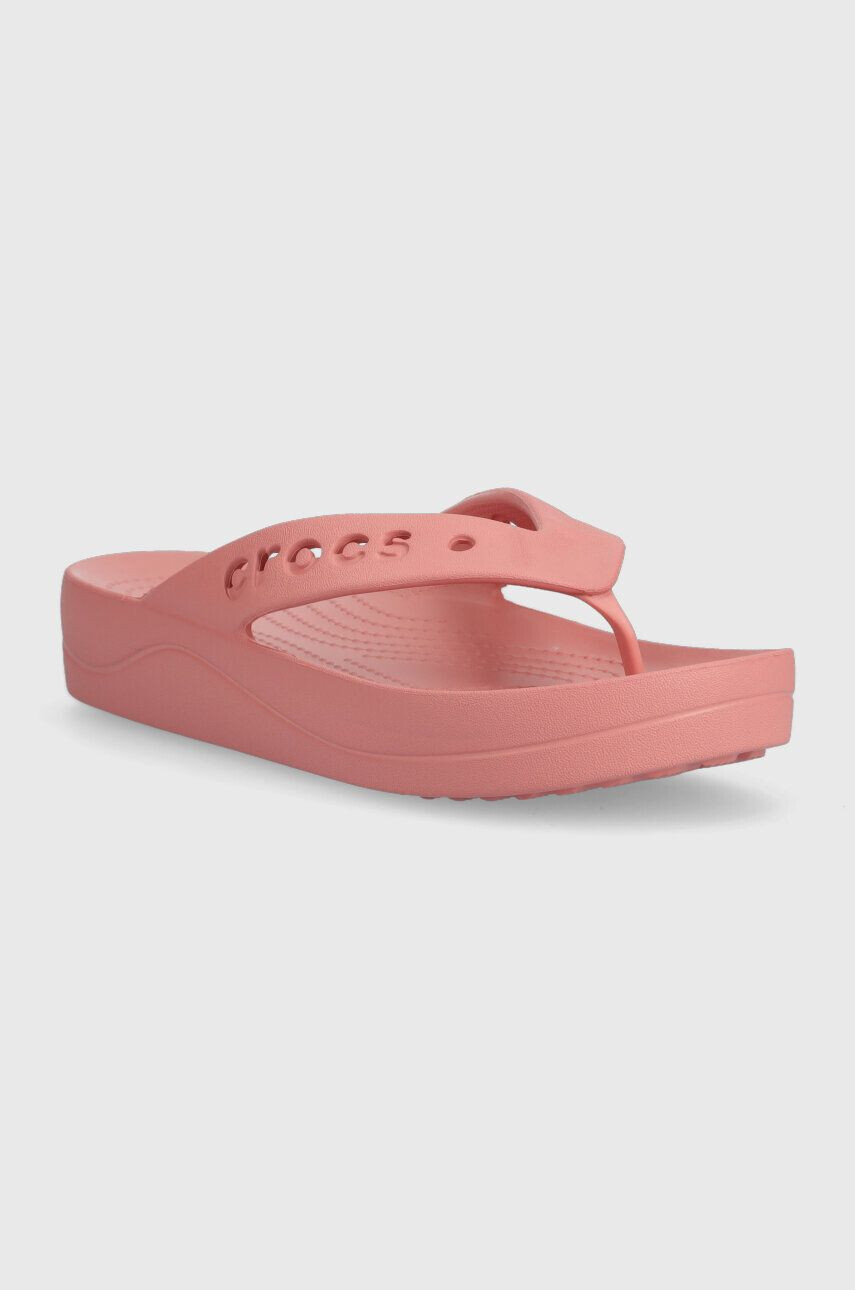 Crocs Japonke Baya Platform Flip ženske roza barva 208395 - Pepit.si